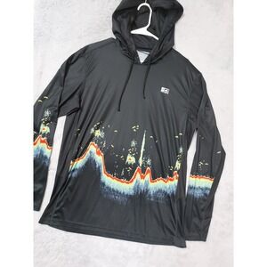 Pelagic Hoodie Men Large Fishing Performance Sun Sonar Graphic Black Jersey Boat